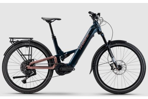 Haibike Adventr 8 5 10 rower gorski elektryczny z damska rama niska rama z silnikiem pelna amortyzacja full